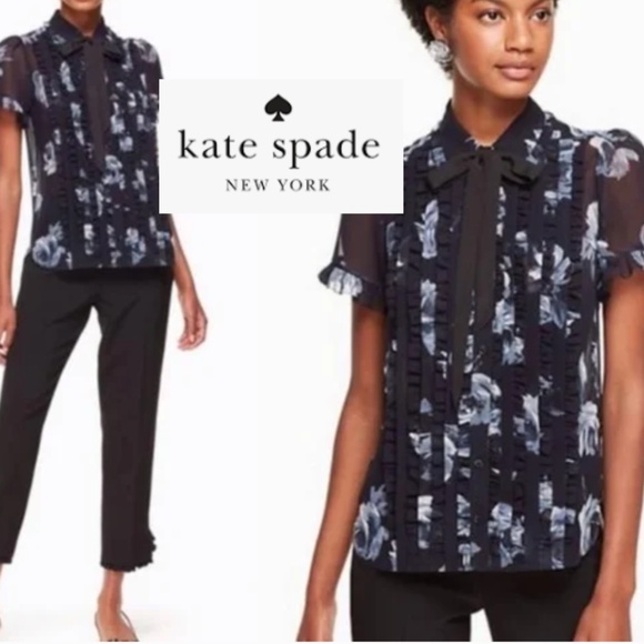 kate spade Tops - Kate Spade Nite Rose short sleeve blouse, XS,  GD1447